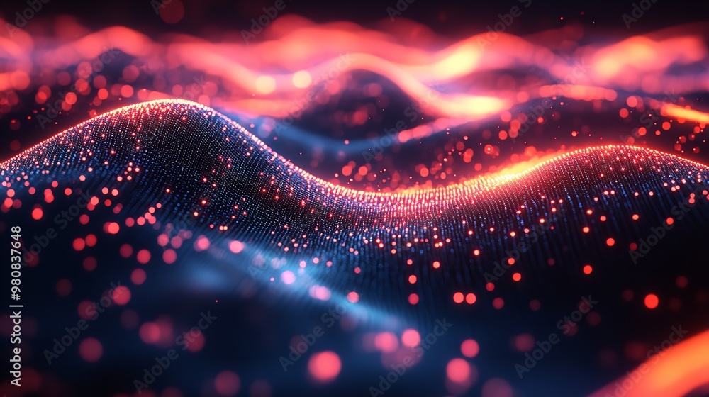 Poster modern interconnectivity: abstract composition of luminous digital nodes