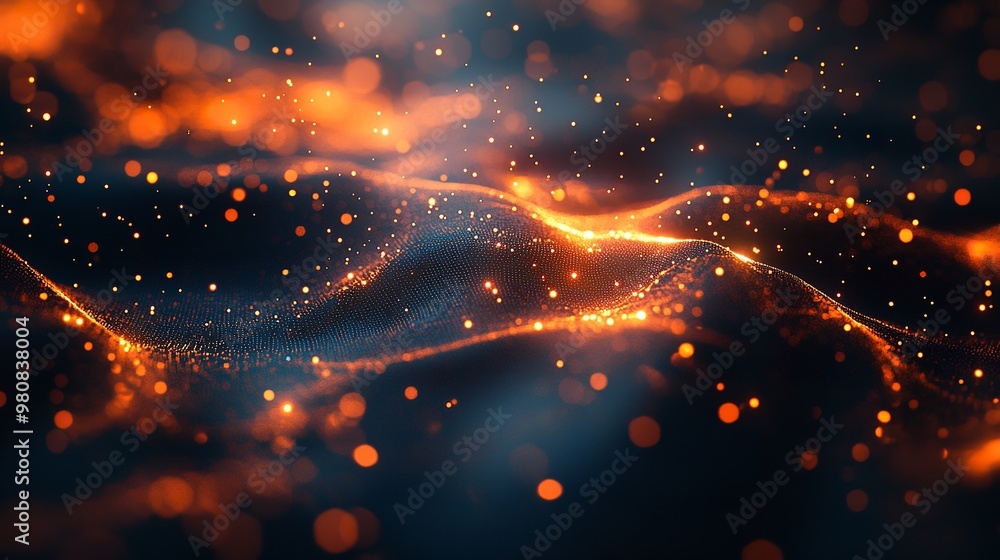 Poster modern interconnectivity: abstract composition of luminous digital nodes