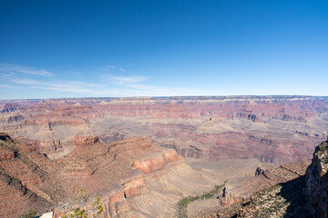 A nice view of the Grand Canyon on a sunny day with no clouds, Arizona.