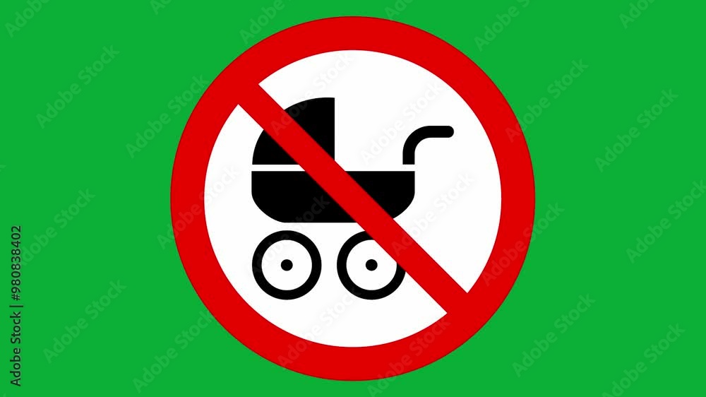 Wall mural babies no allowed sign on green Screen