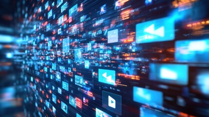 Abstract digital background of streaming content, social media, and the internet