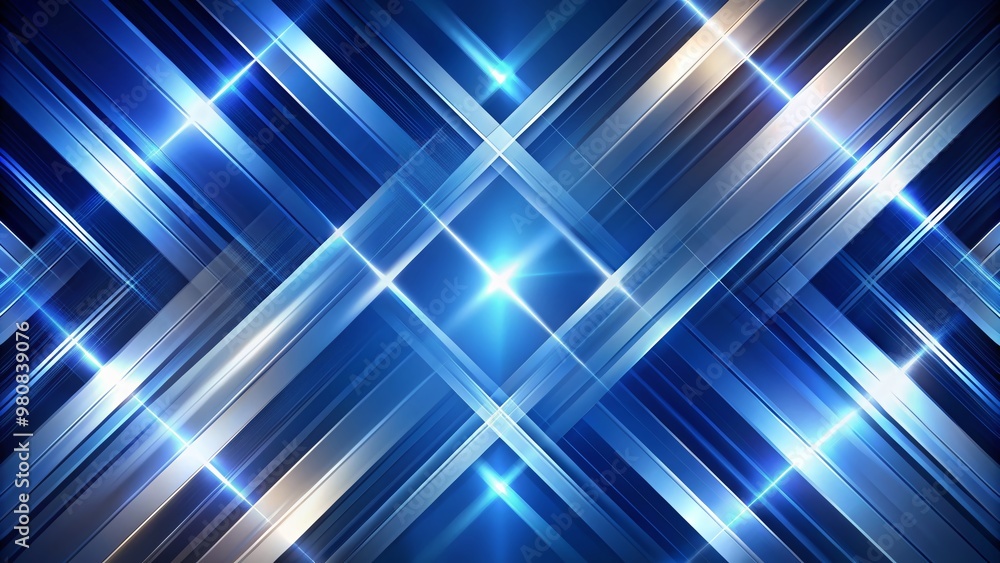 Poster cobalt blue and frost white diagonal lines converge in a mesmerizing dance, creating a luxurious abs