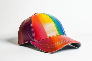 Fototapeta premium Rainbow leather cap mockup on white background.
