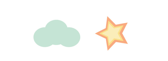 a blue cloud and a star on a white background