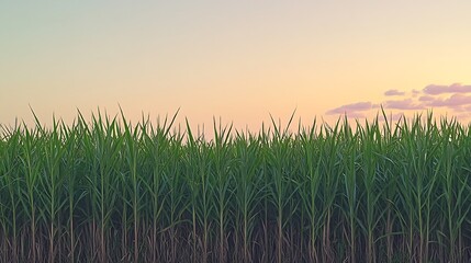 Obraz premium A wide panoramic view of a sugarcane field under the sun 