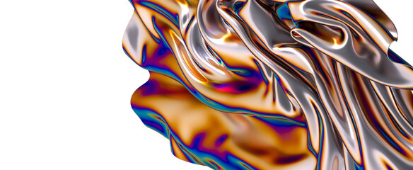 Shimmering metallic fabric catching the light with a rainbow of colors