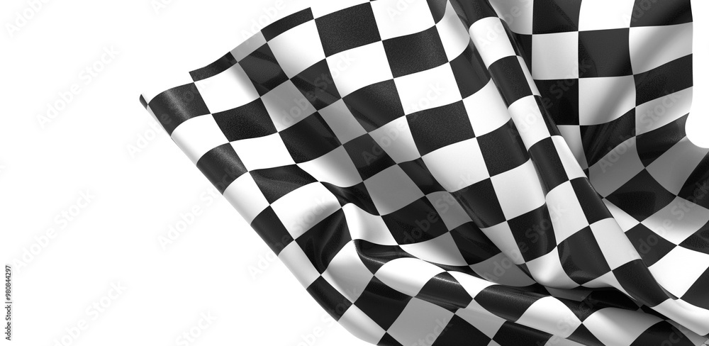 Aufkleber the checkered flag waves in the air signaling the end of the race