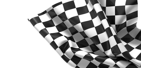 The checkered flag waves in the air signaling the end of the race