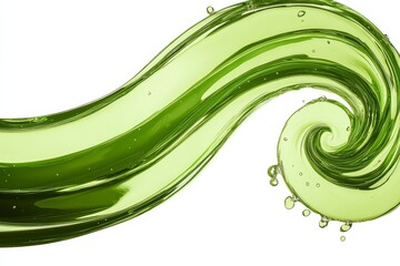 A vibrant swirl of green liquid captures motion and fluidity, perfect for showcasing freshness and nature-inspired themes.
