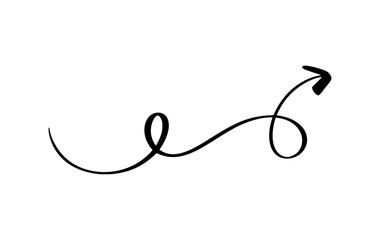 Curved Spiral Arrow Vector Illustration. hand drawn on white background