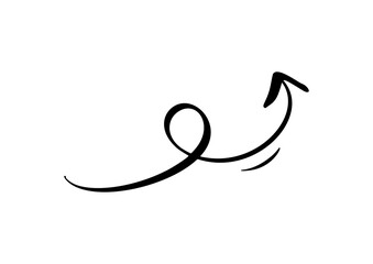 Spiral Curved Arrow Vector Illustration. hand drawn on white background