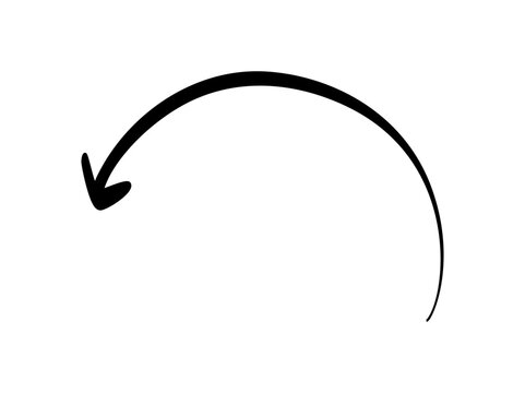 Black arrow pointing down following a curved path
