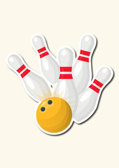 Sticker Bowling pins and ball