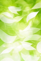 A serene abstract background featuring soft green hues and delicate white leaves, evoking calmness and nature's beauty.