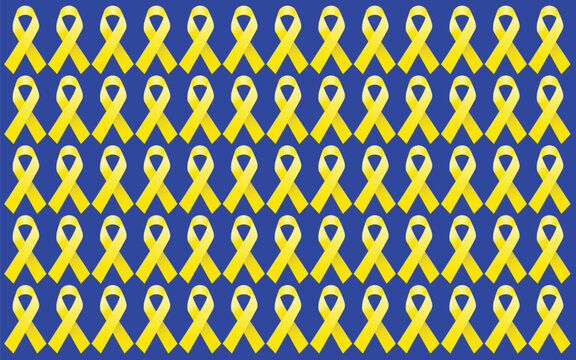 Yellow Ribbon awareness icon background repeated pattern. A symbol for the fight to return hostages held by Hamas in Gaza