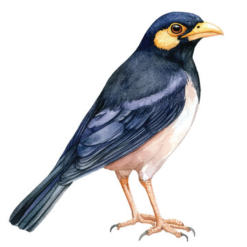 recommend clip art: Myna watercolor clipart illustration isolated