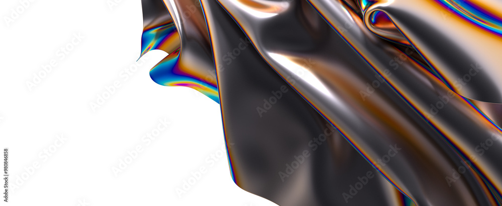 Poster metallic fabric drapes and shimmers in a mesmerizing display of color and texture