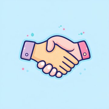 recommend clip art: Business agreement handshake or friendly handshake line art icon for apps and websites
                    
