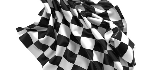 The checkered flag waves in the air signaling the end of the race
