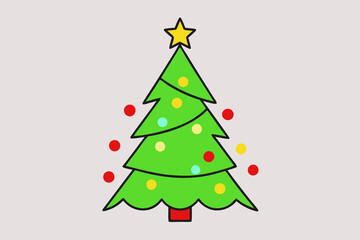 Illustration of a Christmas tree with decorations.