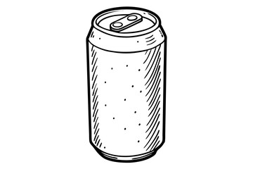 Drink can line art mockup. Hand-drawn Aluminum can. Vector illustration
