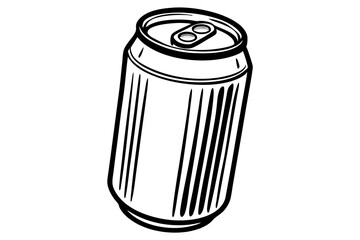 Drink can line art mockup. Hand-drawn Aluminum can. Vector illustration