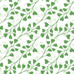 Green leaves simple greenery seamless pattern with silhouette nature branch for textile design, fabric, scrapbook paper, wallpaper.