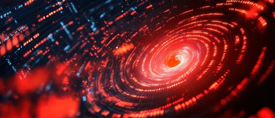 Stock market crash symbols spiraling into a whirlpool, with red alerts flashing in every direction