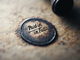 A close-up of a document stamped "Paid in Full" with a bank logo