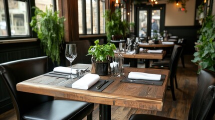 A restaurant with a newly renovated interior, filled with customers enjoying the ambiance, funded by a bank loan