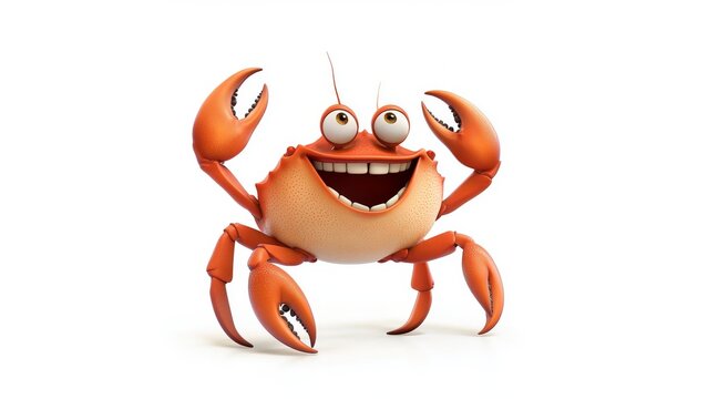 orange crab smiling, happy, cartoon style clip art preview
