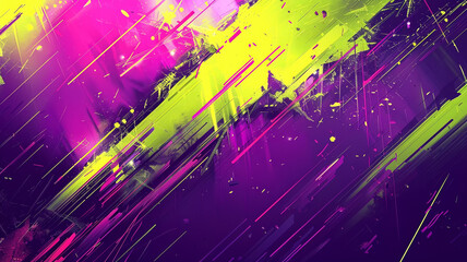 Obraz premium Vibrant splashes of purple and neon green create an energetic abstract artwork