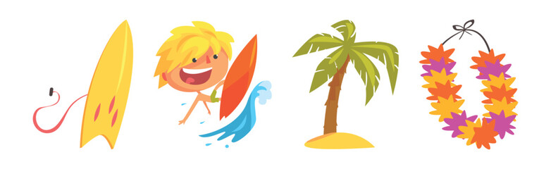 Hawaiian Resort and Tropical Object Bright Vector Set