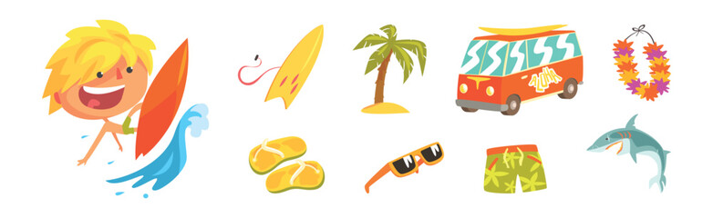 Hawaiian Resort and Tropical Object Bright Vector Set