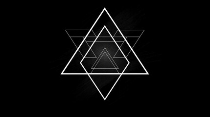 The logo consists of geometric style shapes with a minimalistic design. appears with a solid black background and black lines and triangles forming overlapping isosceles triangles.