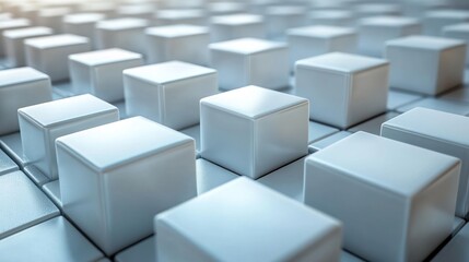 Obraz premium A grid of uniform white cubes creating a modern, abstract pattern.