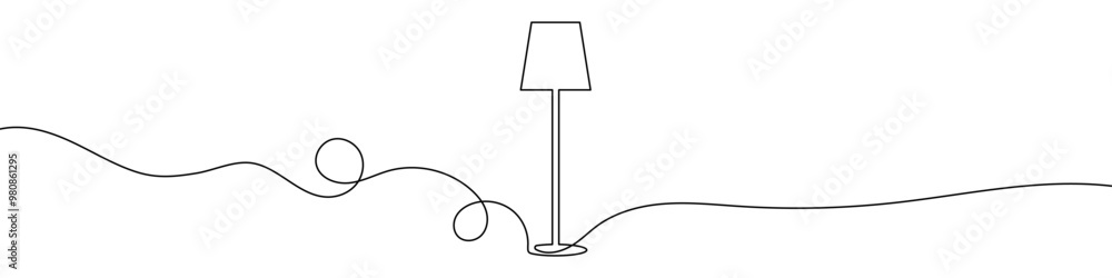 Poster continuous line drawing of floor lamp. single line drawing of a floor lamp. line art floor lamp. vec