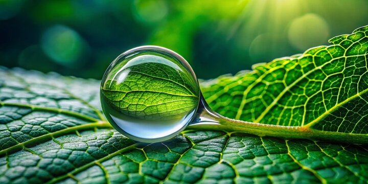 Delicate close-up of a hydroscopic magnifying glass revealing intricate details of a tiny droplet of water on a