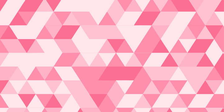 Abstract seamless pattern geometric triangle background with Origami style. Vector pink triangular mosaic and low polygon texture Creative Design wallpaper template background, vector illustration.	
