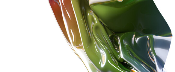 Abstract metallic folds with iridescent highlights A splash of color on a plain background
