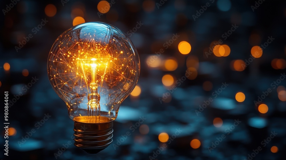 Poster business technology internet and networking concept light bulb innovation solution