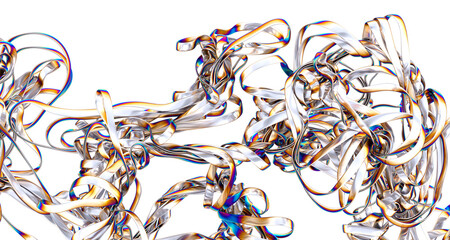 Abstract metallic folds with iridescent highlights A splash of color on a plain background
