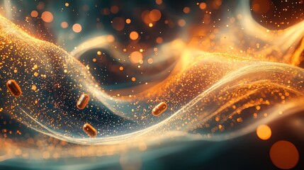 Abstract Digital Ecosystem: An Artistic Poster Symbolizing Innovation in Healthcare Technology, Perfect for Modern Interiors or Inspiring Spaces in Sports Facilities