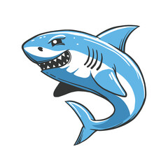 A vibrant and cartoonish shark with sharp teeth and a playful yet intimidating expression