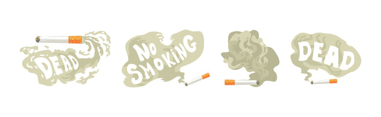 Harmful Habit and Bad Toxic Addiction Object Vector Set