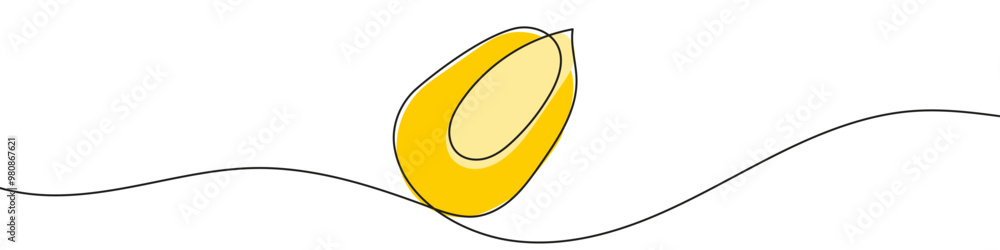 Poster continuous line drawing of grain of corn. single line drawing of a grain of corn. line art grain of 