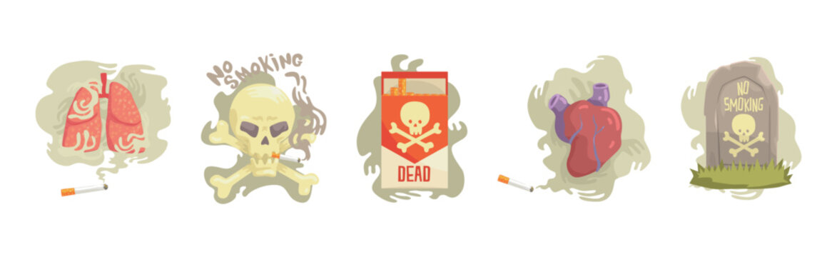 Harmful Habit and Bad Toxic Addiction Object Vector Set