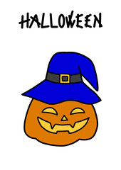 funny pumpkin in a blue hat