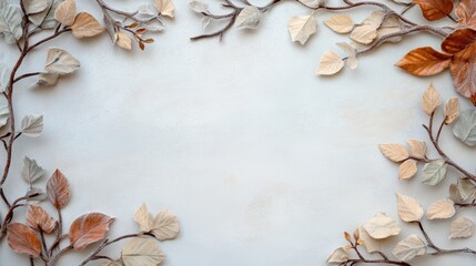 Obraz premium Subtle layers of winter botanicals, organic textures with frost-kissed leaves and delicate branches