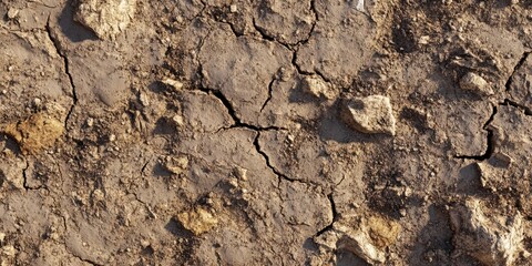 Cracked soil texture revealing dryness and earthiness.